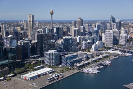 Aerial Image of KING ST WHARF AND SYDNEY CBD