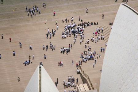 Aerial Image of SCHOOL CHILDREN ON THE OPERA HOUSE STEPS