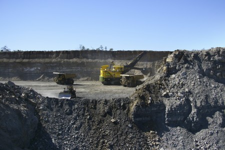 Aerial Image of MINING SHOVEL AND DUMP TRUCK