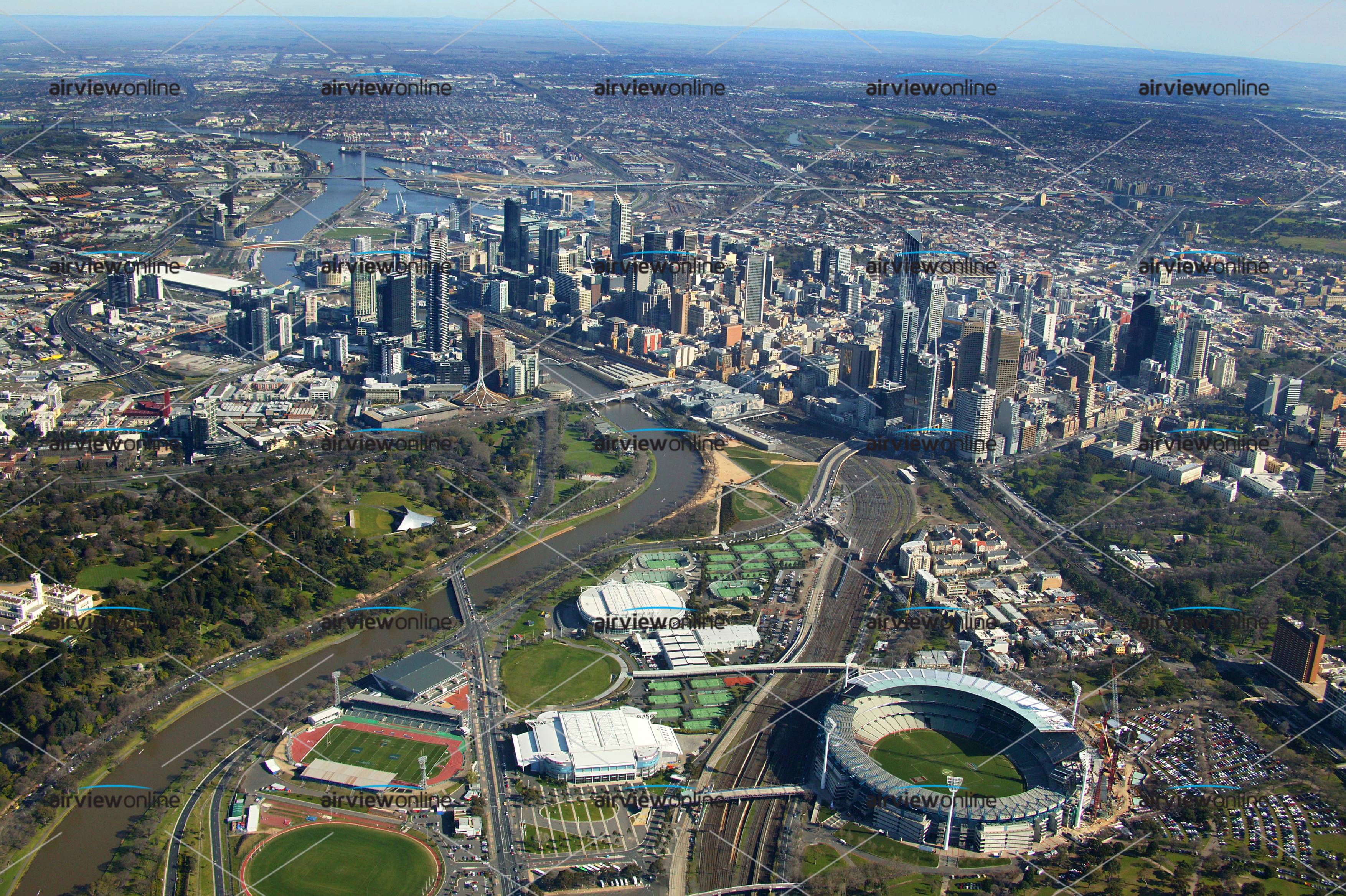 Aerial Photography Melbourne Olympic Park and MCG Airview Online