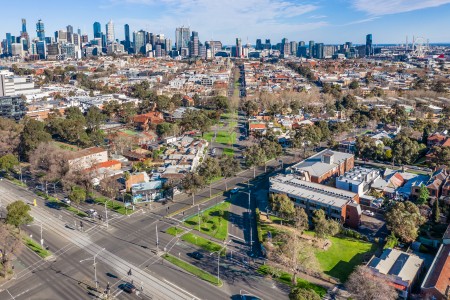 Aerial Image of NORTH MELBOURNE AND MELBOURNE CBD