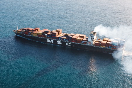 Aerial Image of MSC SHIP LEAVING FREMANTLE PORT