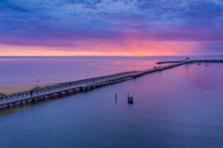 Aerial Image of SUNSET OVER THE ST KILDA PIER