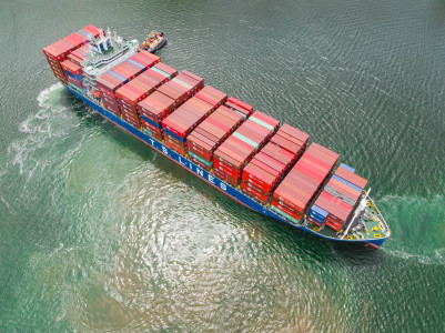 Aerial Image of CARGO SHIP AND TUGBOAT ON YARRA RIVER, WEST MELBOURNE