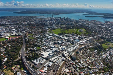 Aerial Image of NEWMARKET LOOKING NORTH WEST TO AUCKLAND CBD AND NORTH SHORE