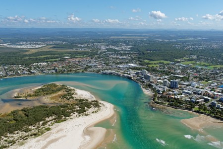 Aerial Image of CALOUNDRA AND BRIBIE ISLAND, LOOKING NORTH-WEST