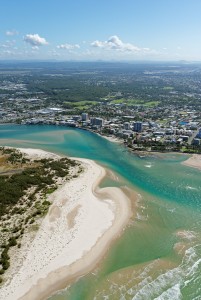 Aerial Image of CALOUNDRA AND BRIBIE ISLAND, LOOKING NORTH-WEST