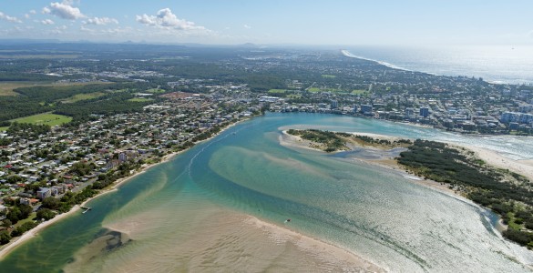 Aerial Image of PANORAMA OF CALOUNDRA AND BRIBIE ISLAND, VIEWED FROM THE SOUTH