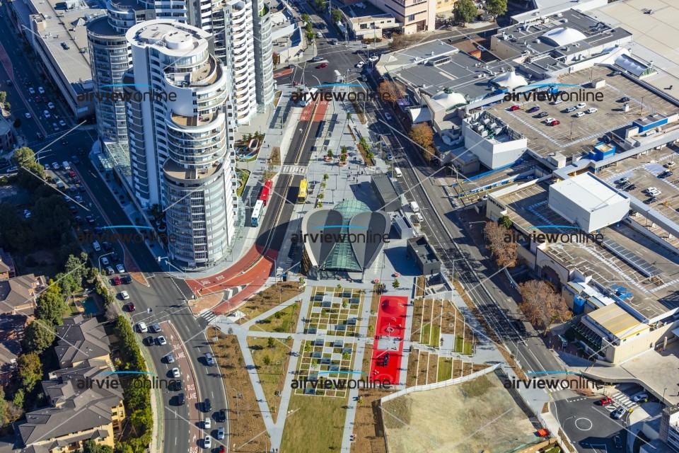 Aerial Photography Castle Hill Station and Castle Towers Airview Online