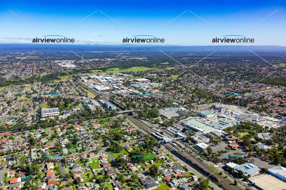 Aerial Photography Mount Druitt Shops and Train Station - Airview Online