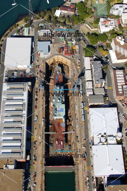 Aerial Photography HMAS Manoora in dry dock - Airview Online