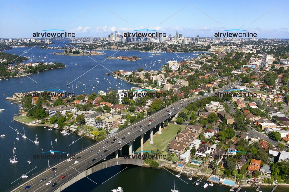 Aerial Image of Gladesville Bridge Drummoyne to Sydney