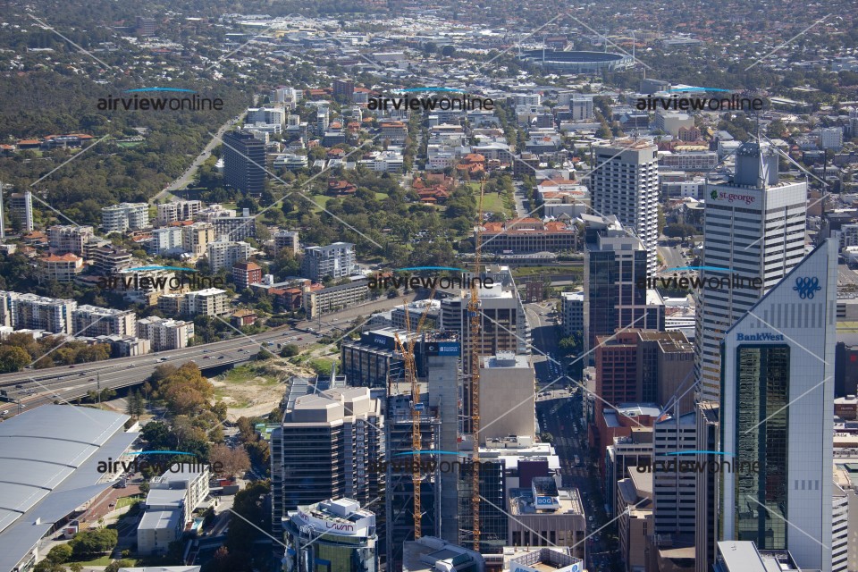 Aerial Image of Close up of Perth CBD