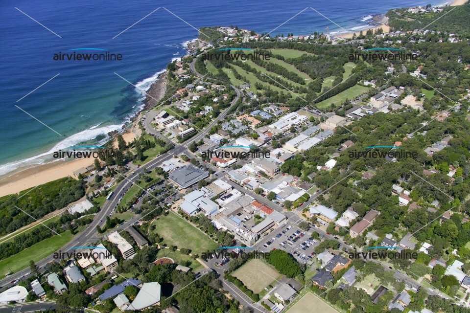 Aerial Image of Avalon commercial area looking south east to the Ocean