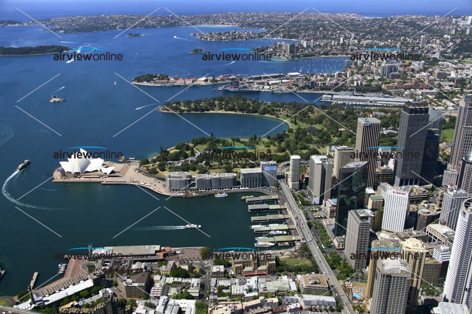 Aerial Image of Beautiful shot looking East from The Rocks to Rose Bay and Beyond