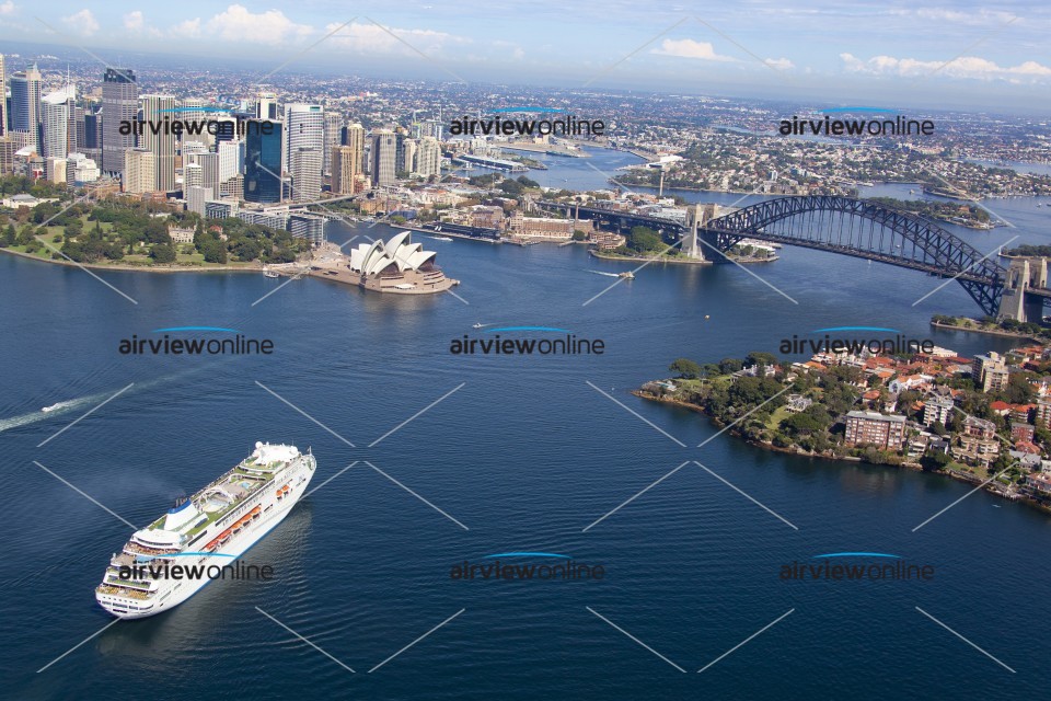 Aerial Image of Cruise Ship In Sydney Harbour