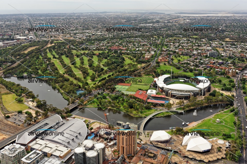 Aerial Photography Riverbank Precinct, Looking North Over Memorial